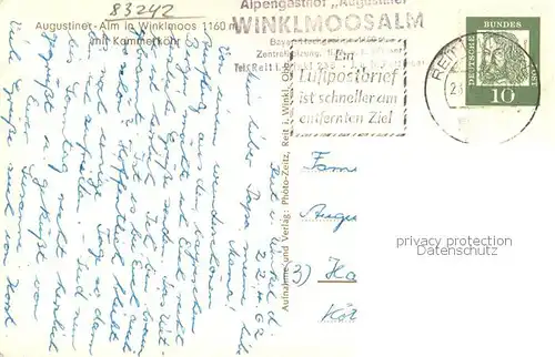AK / Ansichtskarte Winklmoos_Winkelmoos Augustiner Alm mit Kammeroehr Winklmoos Winkelmoos