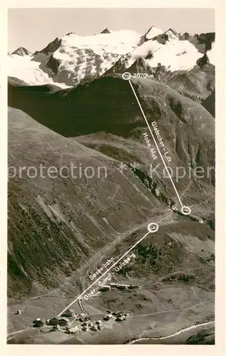 AK / Ansichtskarte Obergurgl_Soelden_oetztal_Tirol Gesamtansicht m. Gletscher Lift Sesselbahn Linie 