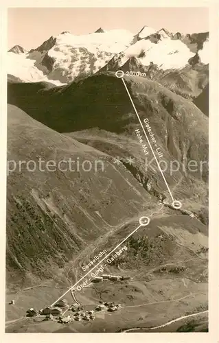 AK / Ansichtskarte Obergurgl_Soelden_oetztal_Tirol Gesamtansicht m. Sesselbahn Linie u. Gletscher Lift Hohe Mut 