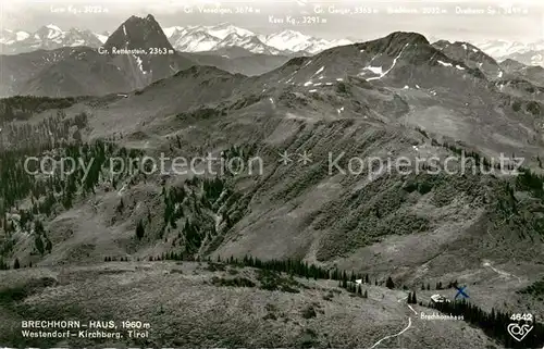 AK / Ansichtskarte Westendorf_Tirol Brechhorn Haus m. Bergkette Panorama Westendorf_Tirol