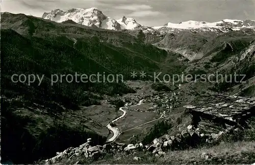 AK / Ansichtskarte Zermatt_VS Gesamtansicht m. Breithorn Zermatt_VS