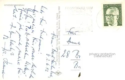 AK / Ansichtskarte Hohenschwangau Fliegeraufnahme Gesamtansicht m. Bergpanorama Hohenschwangau