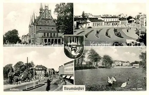 AK / Ansichtskarte Neumuenster__Schleswig Holstein Rathaus Partie am Bahnhof Kuhberg Am Teich 