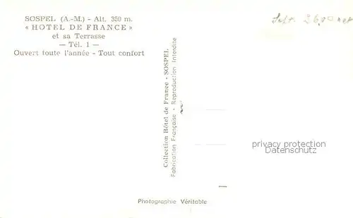 AK / Ansichtskarte Sospel Hotel de France et sa Terrasse Sospel