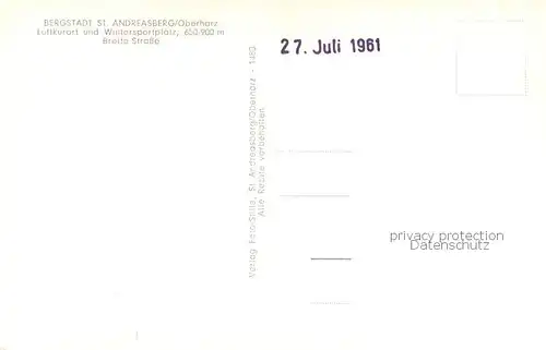 AK / Ansichtskarte St_Andreasberg_Harz Breite Strasse Denkmal St_Andreasberg_Harz