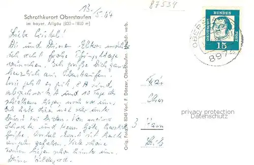 AK / Ansichtskarte Oberstaufen Blick zum Staufen und zum Hochgrat Johann Schroth Portrait Oberstaufen