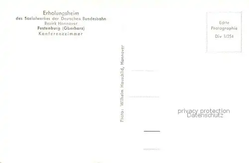 AK / Ansichtskarte Festenburg_Clausthal Zellerfeld Erholungsheim des Sozialwerkes der Dt Bundesbahn Konferenzzimmer Festenburg