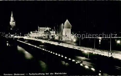 AK / Ansichtskarte Konstanz_Bodensee Rheinbruecke in Festbeleuchtung Konstanz_Bodensee