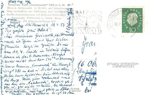 AK / Ansichtskarte Mittenwald_Bayern Terrassencafe Latscheneck Mittenwald Bayern