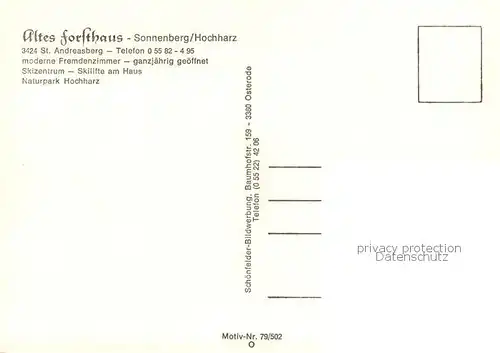 AK / Ansichtskarte St_Andreasberg_Harz Altes Forsthaus Sonnenberg Gastraeume Skipisten St_Andreasberg_Harz