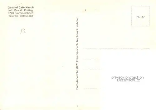 AK / Ansichtskarte Frammersbach Gasthof Cafe Kirsch Frammersbach
