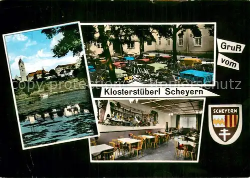 AK / Ansichtskarte Scheyern Kirche Klosterstueberl Scheyern Gastraeume Gartenterrasse Scheyern