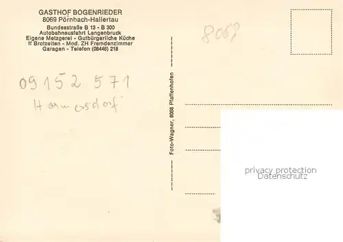 AK / Ansichtskarte Poernbach Gasthof Bogenrieder Gaststube Zimmer Kapellchen Poernbach