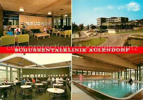 AK / Ansichtskarte Aulendorf Schussentalklinik Aufenthalts und Speiseraum Hallenbad Aulendorf