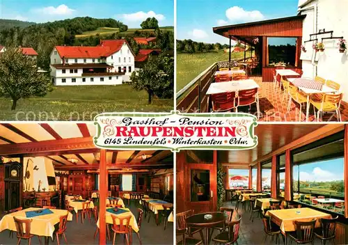 AK / Ansichtskarte Winterkasten_Lindenfels Gasthof Pension Raupenstein Gastraeume Terrasse Winterkasten_Lindenfels