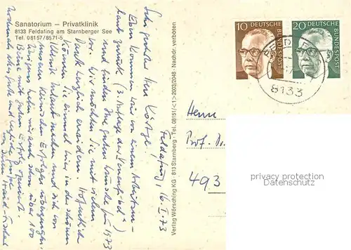 AK / Ansichtskarte Feldafing_Starnbergersee Sanatorium Privatklinik Feldafing_Starnbergersee