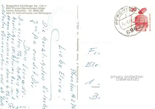 AK / Ansichtskarte Obermeilingen_Pfronten Berggasthof Schlossanger Panorama Obermeilingen Pfronten