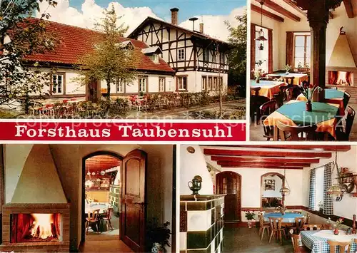 AK / Ansichtskarte Landau__Pfalz Waldgaststaette Forsthaus Taubensuhl Gastraeume Kaminzimmer 
