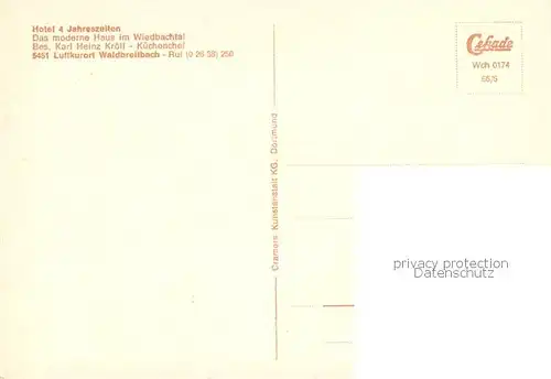 AK / Ansichtskarte Waldbreitbach_Wied Hotel 4 Jahreszeiten Gaststube Waldbreitbach Wied