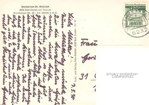 AK / Ansichtskarte Bad_Soden__Taunus Sanatorium Dr Riebisch Gastraum Gartenterrasse 