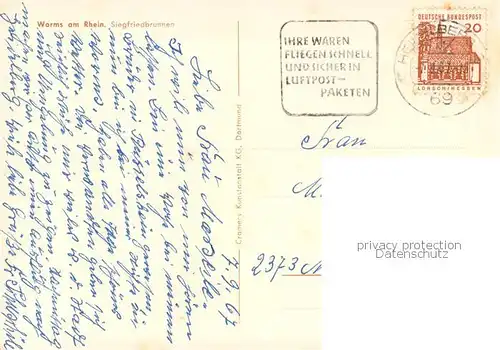 AK / Ansichtskarte Worms_Rhein Siegfriedbrunnen Worms Rhein