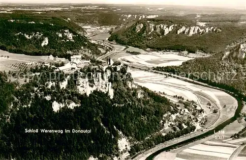 AK / Ansichtskarte Schloss_Werenwag Fliegeraufnahme Donautal m. Schloss Werenwag Schloss Werenwag