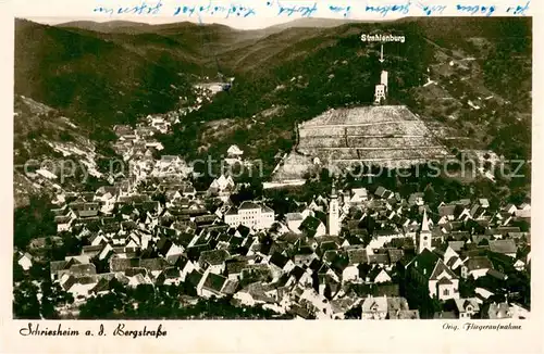 AK / Ansichtskarte Schriesheim Fliegeraufnahme Gesamtansicht m. Strahlenburg Schriesheim
