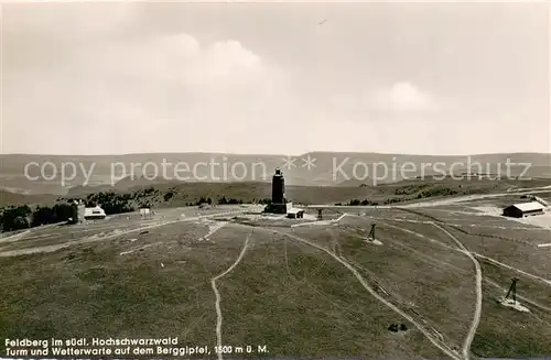 AK / Ansichtskarte Feldberg_1450m_Schwarzwald Fliegeraufnahme Turm u. Wetterwarte Berggipfel  