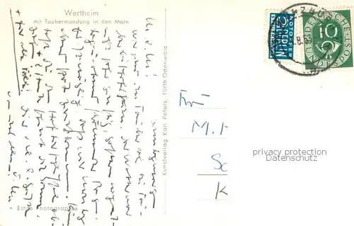 AK / Ansichtskarte Wertheim_Main Gesamtansicht m. Taubermuendung i. d. Main Wertheim Main
