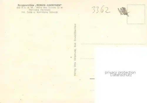 AK / Ansichtskarte Bad_Grund Berggaststaette Iberger Albertturm Bad_Grund