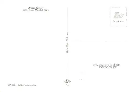 AK / Ansichtskarte Forbach_Baden Unser Haeusle Gaestehaus am Waldrand Forbach_Baden