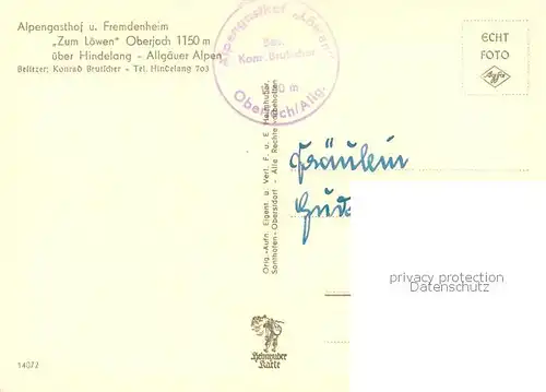 AK / Ansichtskarte Oberjoch Alpengasthof Fremdenheim Zum Loewen Allgaeuer Alpen Oberjoch