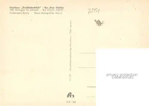 AK / Ansichtskarte oetlingen_Weil_Rhein Gasthaus Dreilaenderblick Restaurant Panorama Markgraeflerland oetlingen_Weil_Rhein