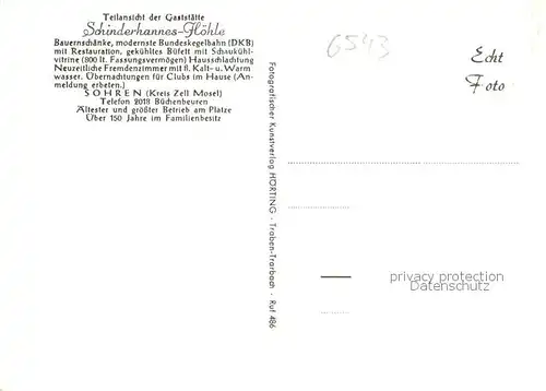 AK / Ansichtskarte Sohren Gaststaette zur Schinderhannes Hoehle Sohren