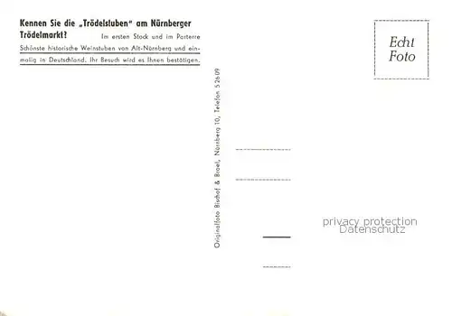 AK / Ansichtskarte Nuernberg Troedelstube am Nuernberger Troedelmarkt Historische Weinstube Nuernberg
