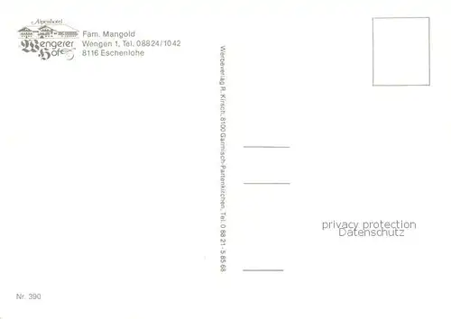 AK / Ansichtskarte Eschenlohe Alpenhotel Wengerer Hof im Winter Eschenlohe