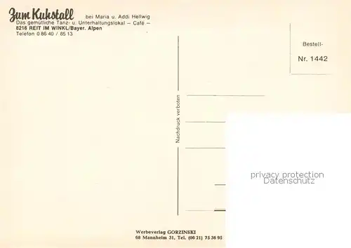 AK / Ansichtskarte Reit_Winkl Tanz  und Unterhaltungslokal Zum Kuhstall Reit_Winkl