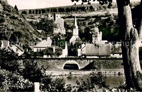AK / Ansichtskarte Balduinstein Partie an der Lahn Blick zur Kirche Burgruine Balduinstein