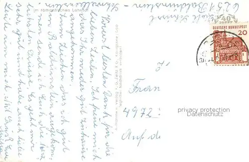 AK / Ansichtskarte Balduinstein Partie an der Lahn Blick zur Kirche Burgruine Balduinstein