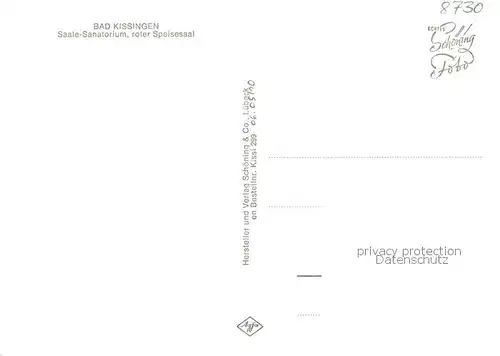 AK / Ansichtskarte Bad_Kissingen Saale Sanatorium Roter Speisesaal Kronleuchter Bad_Kissingen