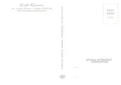 AK / Ansichtskarte Hinterzarten Cafe Kremer Hinterzarten