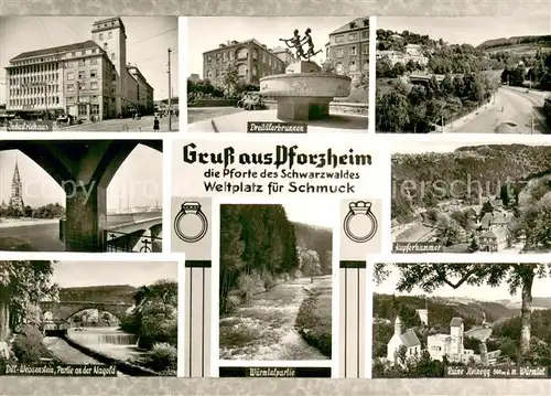AK / Ansichtskarte Pforzheim Pforte des Schwarzwaldes Weltplatz fuer Schmuck Teilansichten Bromsilber Pforzheim