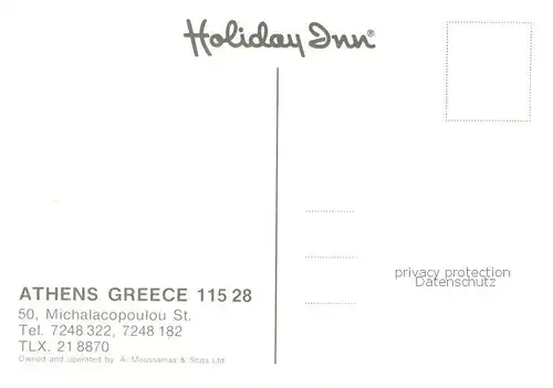 AK / Ansichtskarte Athens_Athen Holiday Inn Hotel Athens Athen