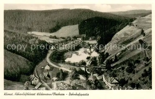 AK / Ansichtskarte Wildemann Fliegeraufnahme Bahnhofspartie Wildemann