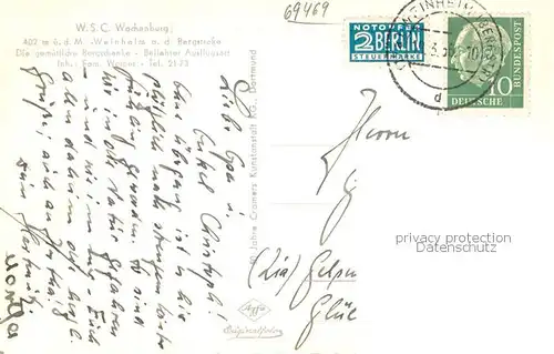 AK / Ansichtskarte Weinheim_Bergstrasse W.S.C. Wachenburg Aussenansicht Weinheim_Bergstrasse