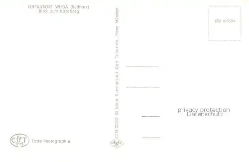 AK / Ansichtskarte Wieda Teilansicht m. Kaeseberg Wieda