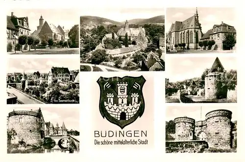 AK / Ansichtskarte Buedingen_Hessen Schloss Am Seemenbach Kirche Untertor Buedingen Hessen