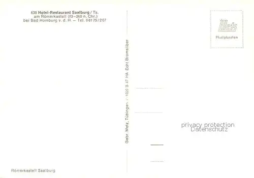 AK / Ansichtskarte Bad_Homburg Hotel Restaurant Saalburg Am Roemerkastell Bad_Homburg