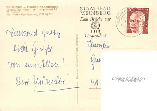 AK / Ansichtskarte Bad_Meinberg Waldhotel Pension Silbermuehle Bad_Meinberg