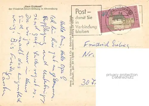 AK / Ansichtskarte Ahrensburg Haus Eichkraft der Friedrich Ebert Stiftung Fliegeraufnahme Ahrensburg